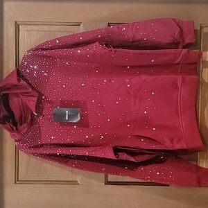 AOKLOK Red Rhinestone Hoodie